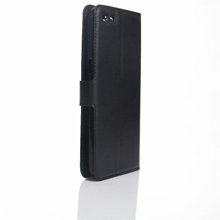 Lychee Skin Wallet Leather Cover Case for OPPO F3 Plus - Black-4