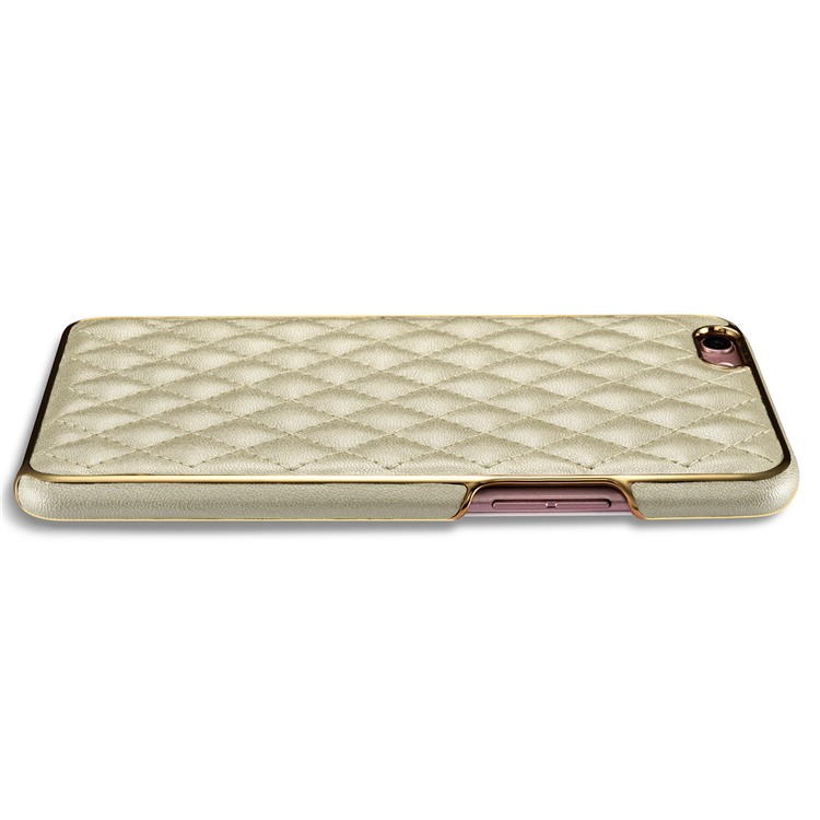 XOOMZ Grid Pattern Leather Coated PC Mobile Back Casing for Oppo R9s Plus - Khaki-3