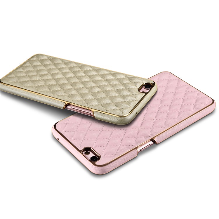 XOOMZ Grid Pattern Leather Coated PC Mobile Back Casing for Oppo R9s Plus - Khaki-5