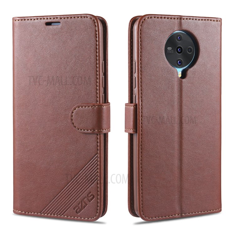 AZNS PU Leather Wallet Stand Case for vivo S6 - Brown-1