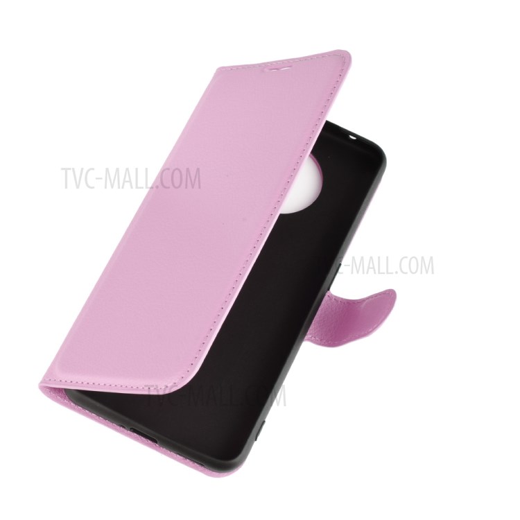 Litchi Surface Leather Wallet Stand Case for Oppo Ace2 - Pink-2