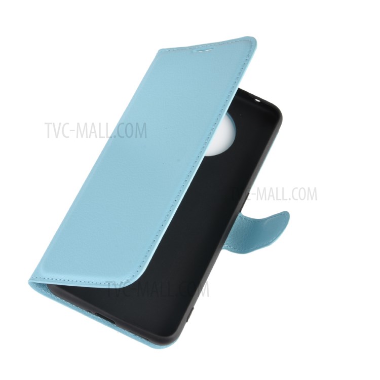 Litchi Surface Leather Wallet Stand Case for Oppo Ace2 - Blue-2