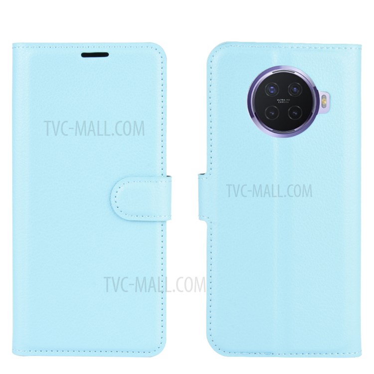 Litchi Surface Leather Wallet Stand Case for Oppo Ace2 - Blue-6