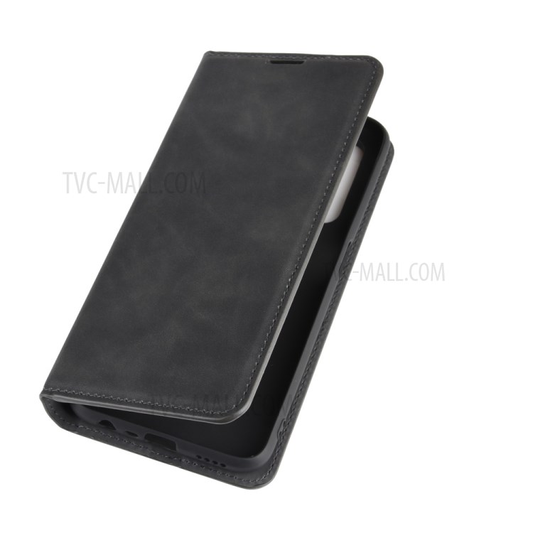 Silky Touch Auto-absorbed Flip Leather with Wallet Stand Case for Realme 6 - Black-7