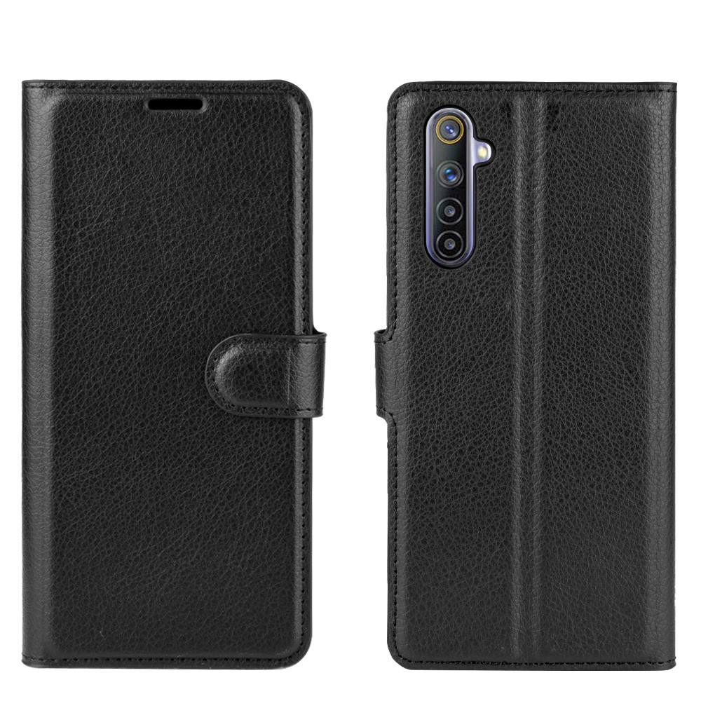 Litchi Surface with Wallet Leather Case for Realme 6 - Black-1