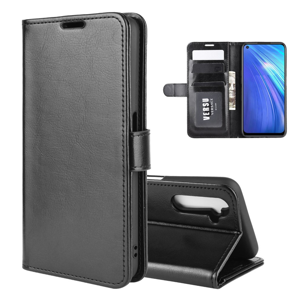 Crazy Horse with Wallet Cool Leather Stand Case for Realme 6 - Black-1