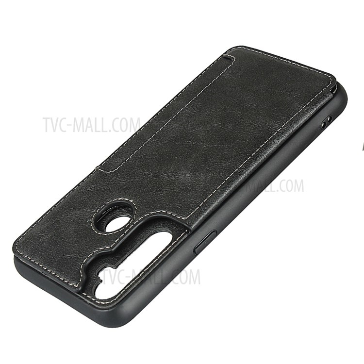 Protection Leather Coated TPU Card Holder Case with Kickstand for Realme 5 - Black-6