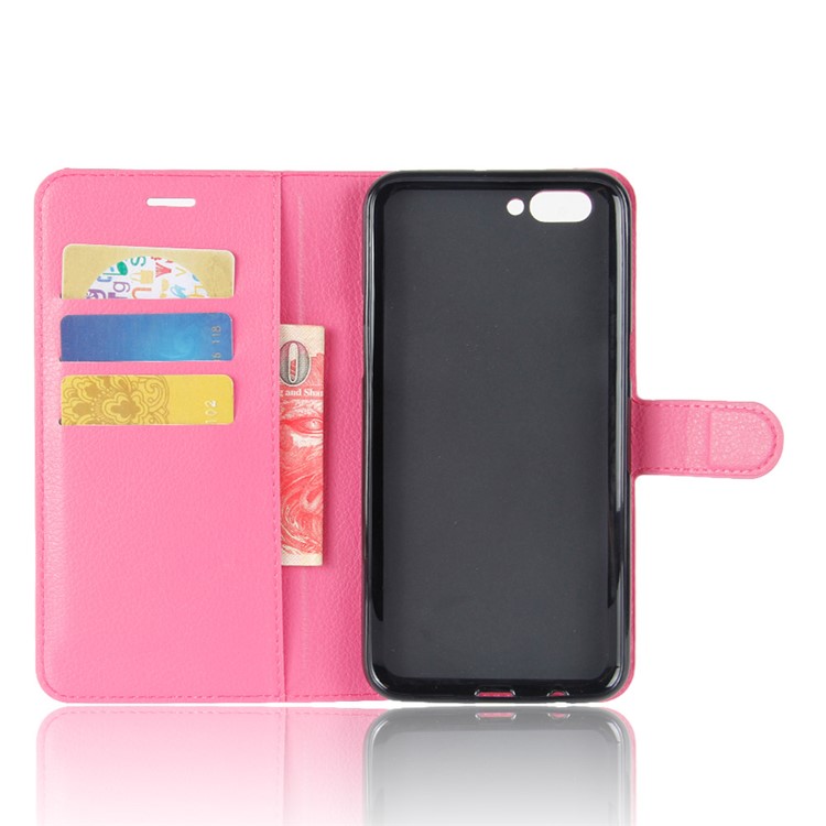 For OPPO R11 Litchi Skin Wallet Leather Stand Mobile Cover - Rose-3