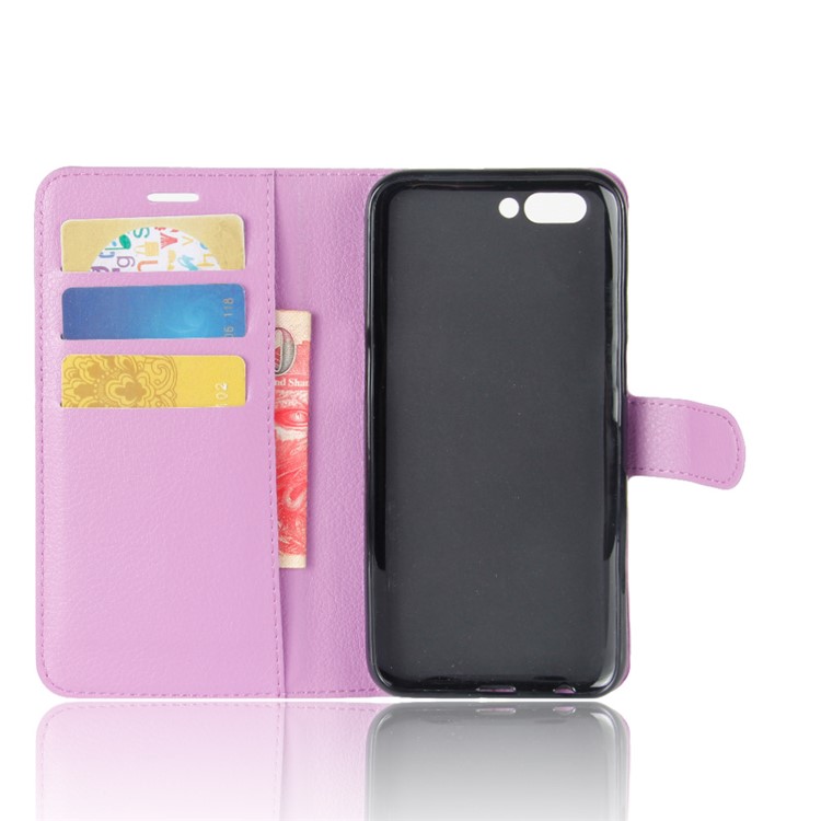 For OPPO R11 Litchi Skin Wallet Leather Stand Phone Cover - Purple-3