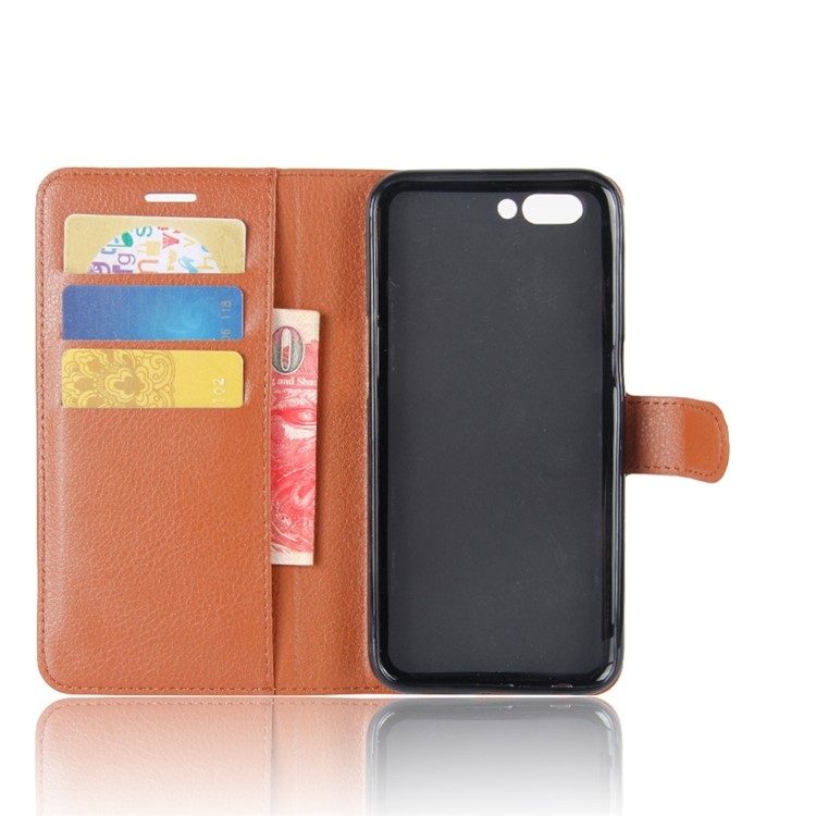 For OPPO R11 Litchi Skin Wallet Leather Stand Mobile Phone Casing - Brown-3