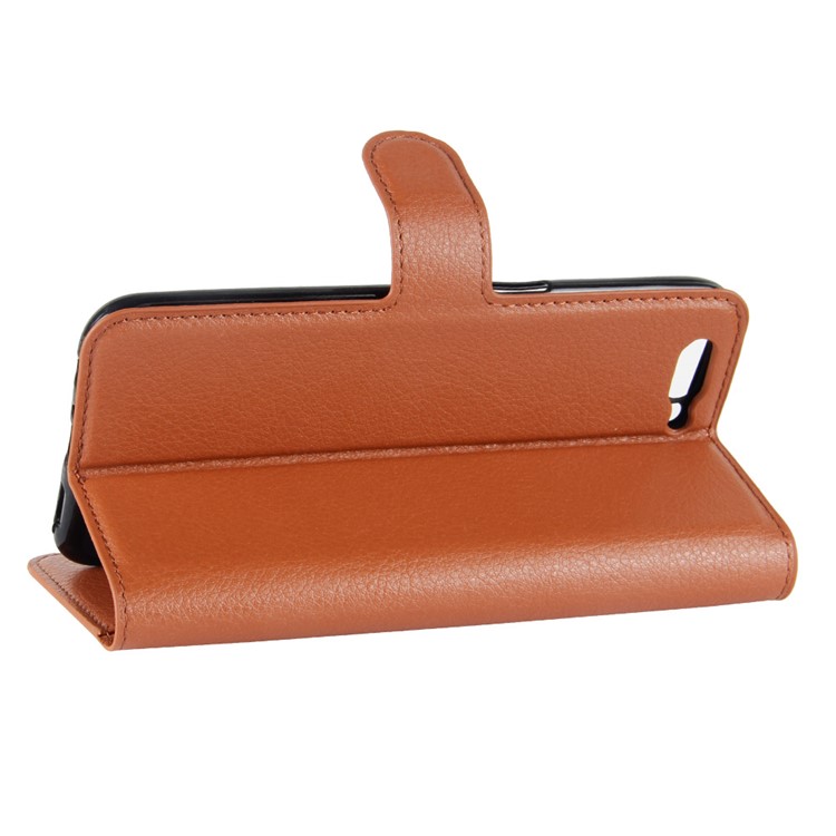 For OPPO R11 Litchi Skin Wallet Leather Stand Mobile Phone Casing - Brown-5