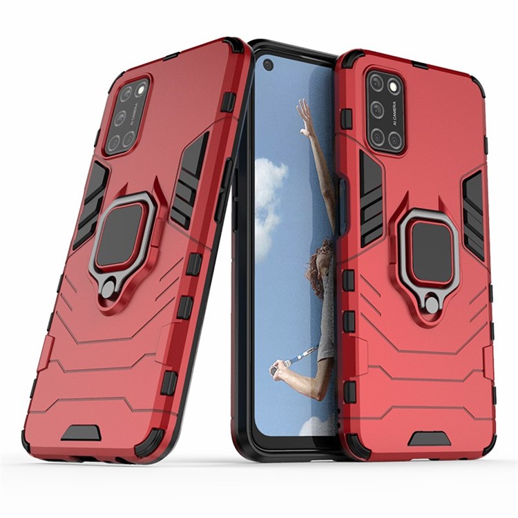 Soporte Del Anillo De Pata De Cabra PC + TPU Shell Para OPPO A52 / A72 / A92 - Rojo-2