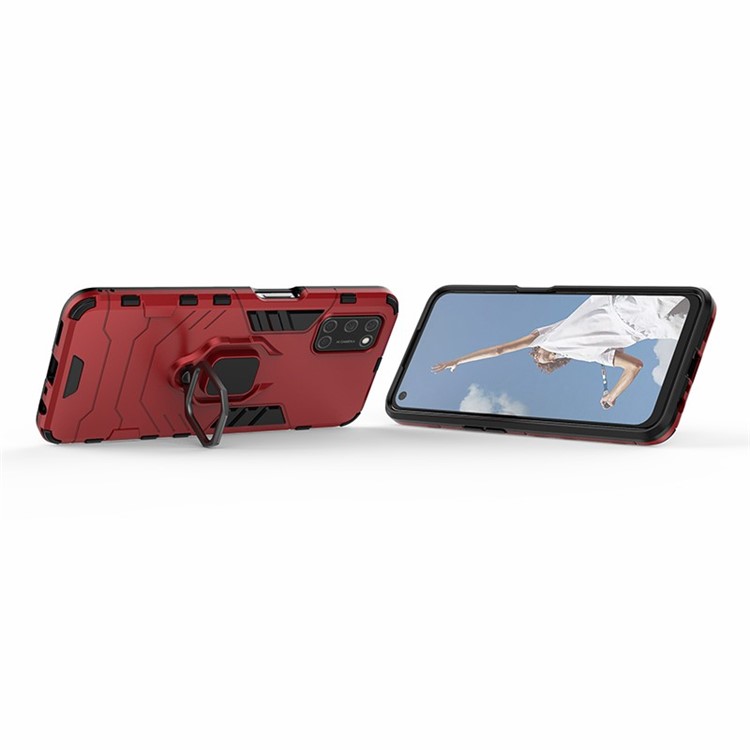 Soporte Del Anillo De Pata De Cabra PC + TPU Shell Para OPPO A52 / A72 / A92 - Rojo-4