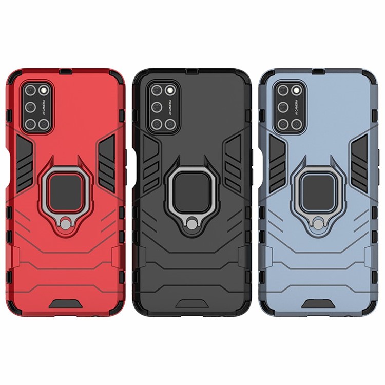 Soporte Del Anillo De Pata De Cabra PC + TPU Shell Para OPPO A52 / A72 / A92 - Rojo-6