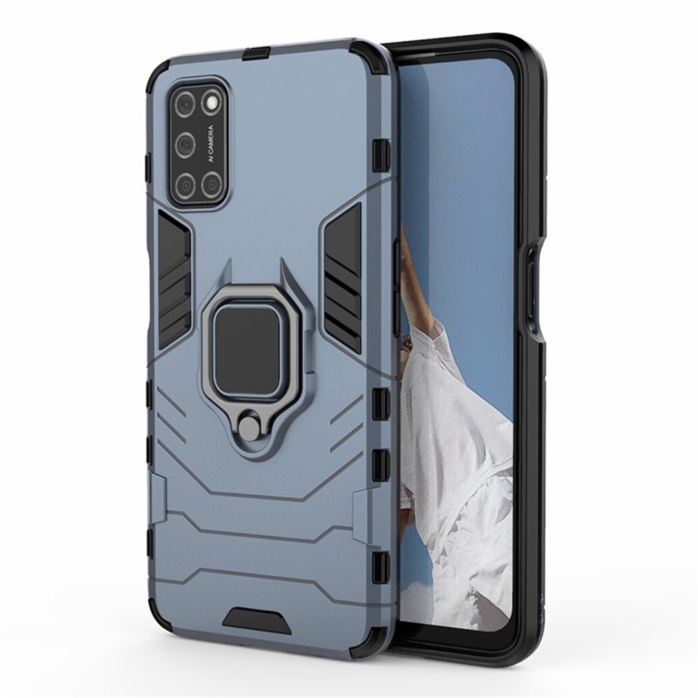 Ring Holder Kickstand PC + TPU Shell for Oppo A52/A72/A92 - Blue-1