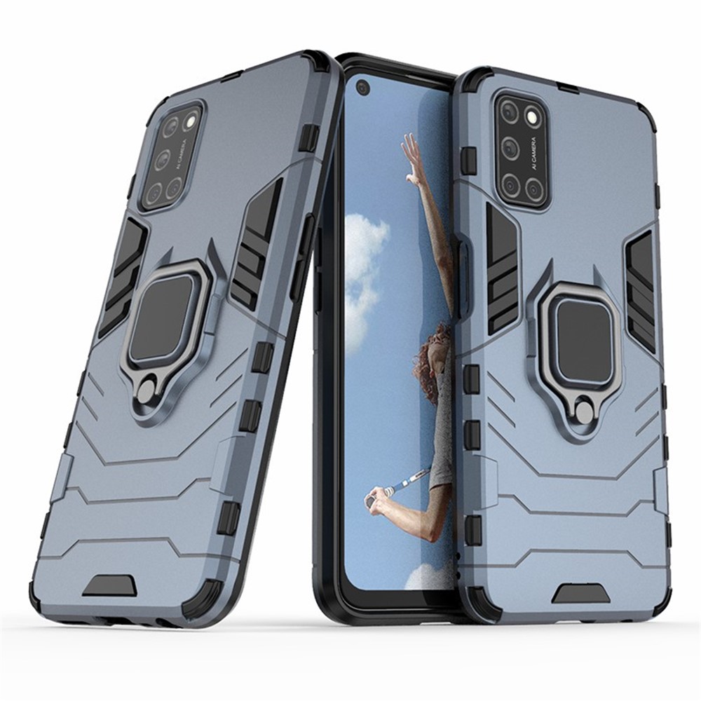 Ring Holder Kickstand PC + TPU Shell for Oppo A52/A72/A92 - Blue-2