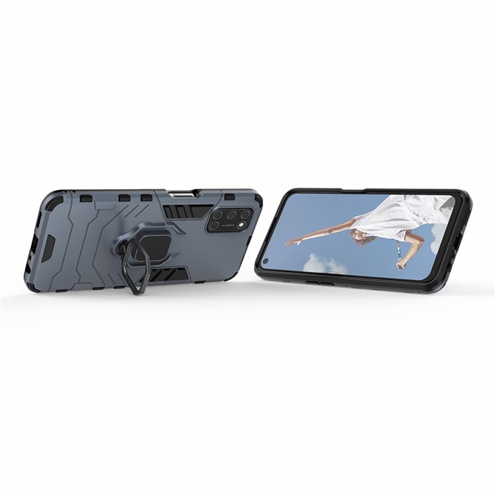 Ring Holder Kickstand PC + TPU Shell for Oppo A52/A72/A92 - Blue-4