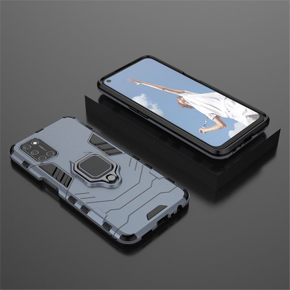Ring Holder Kickstand PC + TPU Shell for Oppo A52/A72/A92 - Blue-5