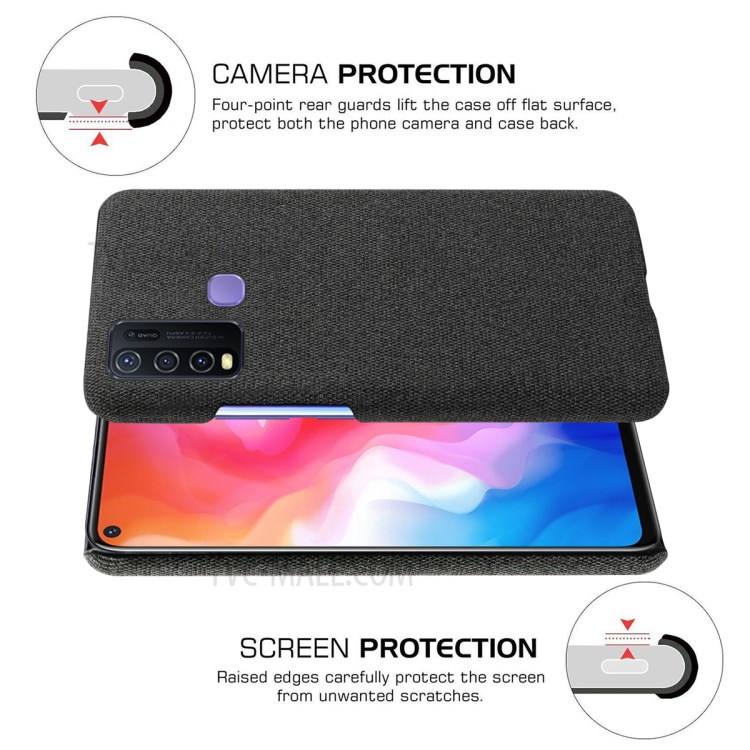 KSQ Cloth Coated Plastic Case for vivo Y50 - Black-5
