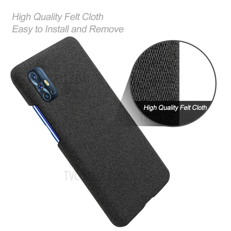 KSQ Cloth Texture Hard Shell for vivo V17 (India)/V19 (Indonesia) - Black-4