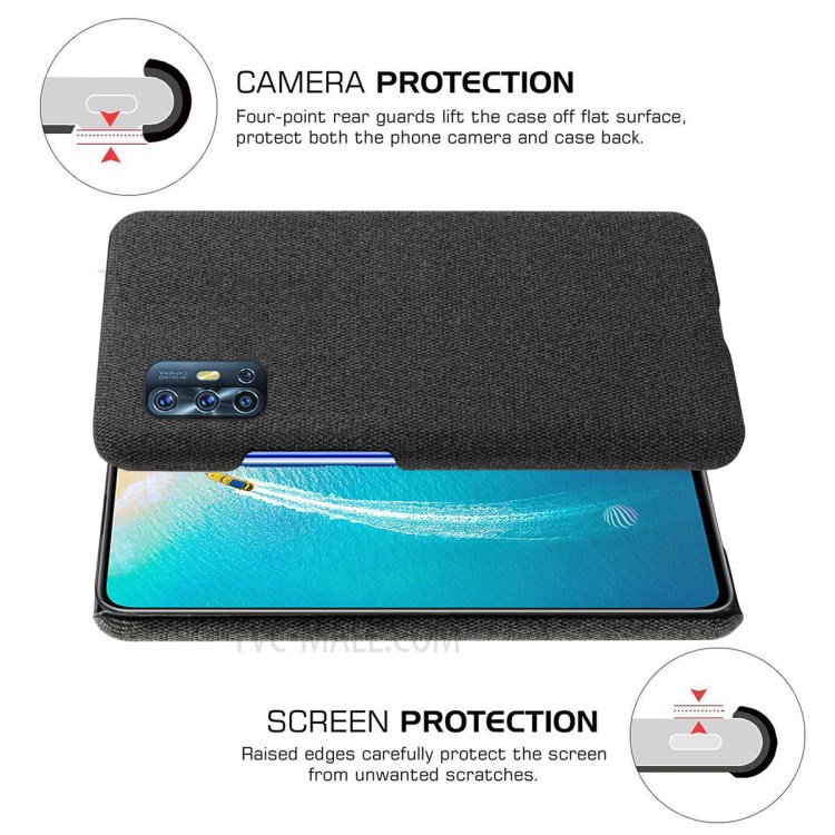KSQ Cloth Texture Hard Shell for vivo V17 (India)/V19 (Indonesia) - Black-5