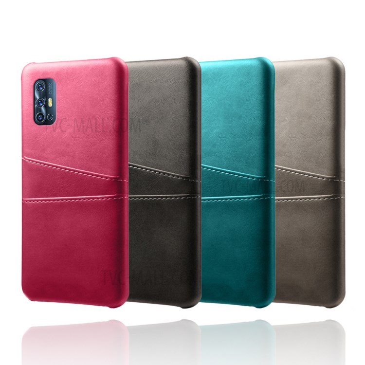 KSQ with Double Card Slots PU Leather Coated Hard PC Cover for vivo V17 (Russia)/V19 (Indonesia) - Brown-6