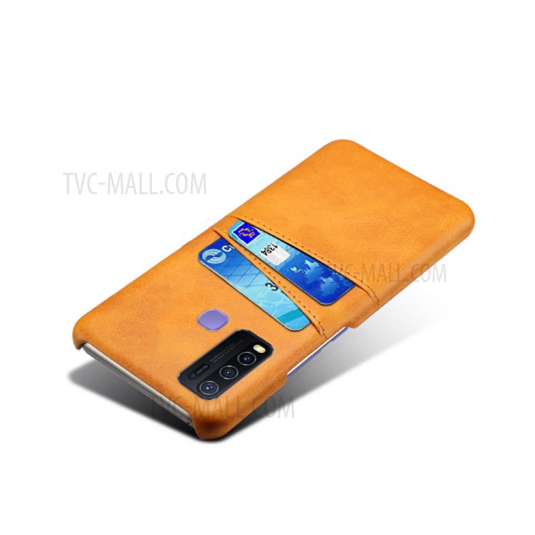 KSQ Cool Design Leather Coated Hard PC Case for vivo Y50 - Brown-4