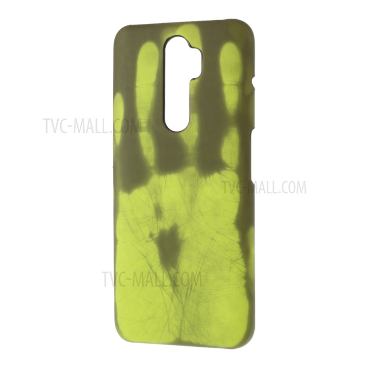 Thermal Induction Fluorescent Color Changing Leather Coated PC Mobile Shell for OPPO A5 (2020)/ A9 (2020)/A11x/A11 - Green-2