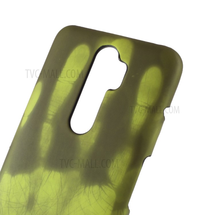 Thermal Induction Fluorescent Color Changing Leather Coated PC Mobile Shell for OPPO A5 (2020)/ A9 (2020)/A11x/A11 - Green-4