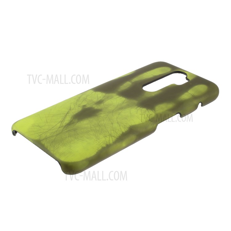 Thermal Induction Fluorescent Color Changing Leather Coated PC Mobile Shell for OPPO A5 (2020)/ A9 (2020)/A11x/A11 - Green-5