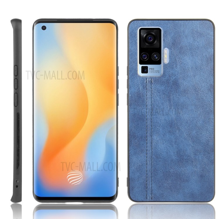 Étui En Cuir De Téléphone Cellulaire Enduit PU PC + TPU Couverture Hybride Pour X50 Pro Vivo - Bleu-1