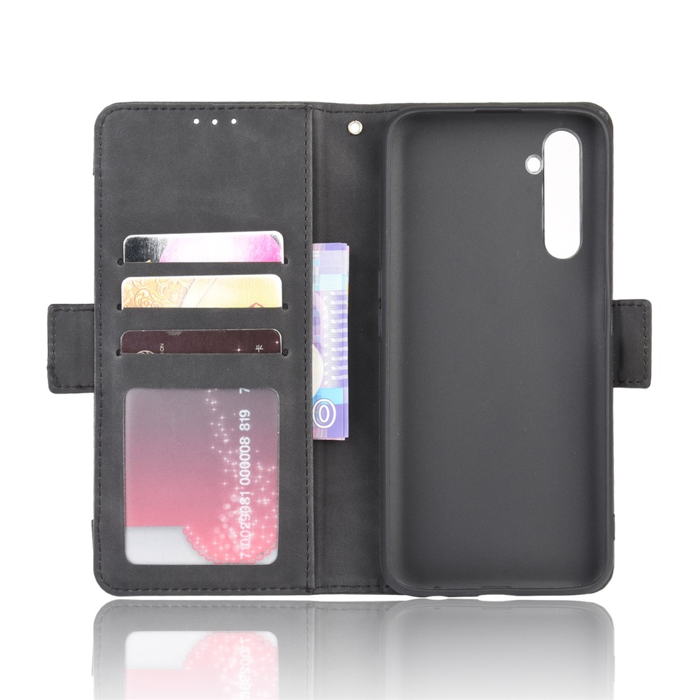 PU Ledertasche Mit Mehreren Kartenfächern Handy Shell Mit Standplatz Für Realme 6 Pro - Schwarz-5