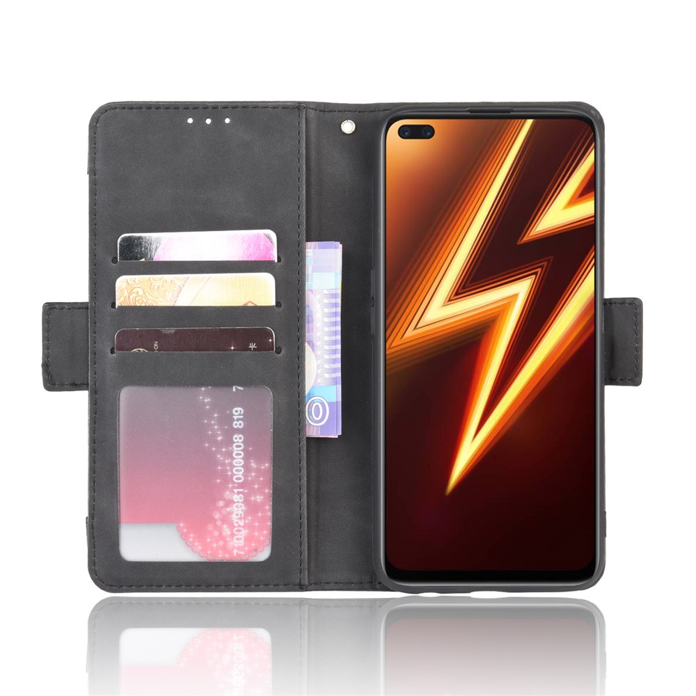 PU Ledertasche Mit Mehreren Kartenfächern Handy Shell Mit Standplatz Für Realme 6 Pro - Schwarz-6