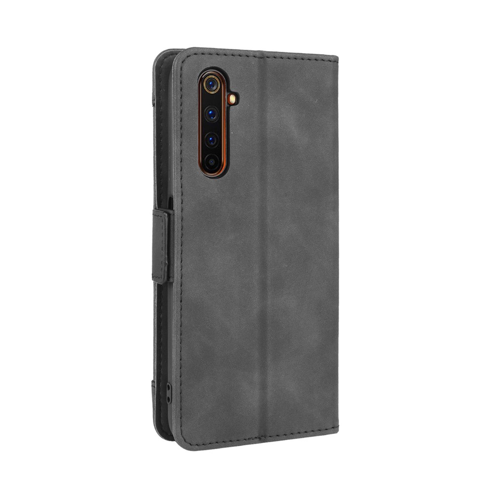 PU Ledertasche Mit Mehreren Kartenfächern Handy Shell Mit Standplatz Für Realme 6 Pro - Schwarz-8