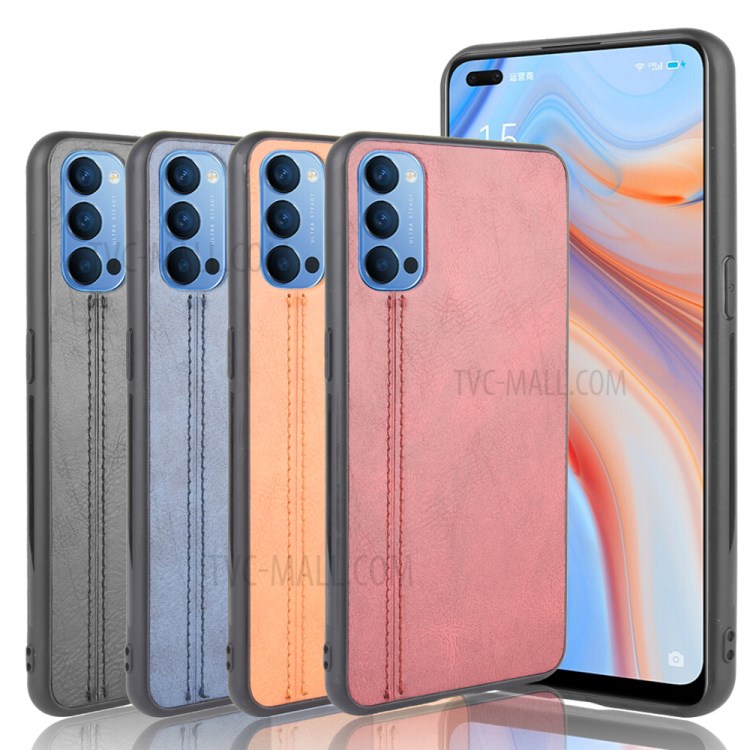 Hybrid Case PU Leather Coated PC + TPU Mobile Cover for Oppo Reno4 5G - Black-8