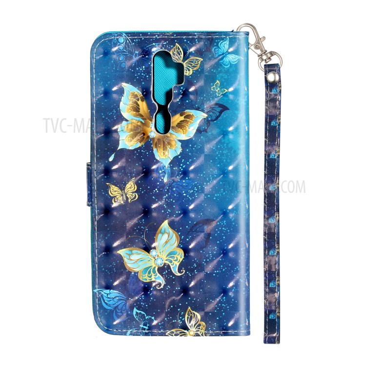 Luz Decoração Ponto Carteira De Impressão Padrão Ficar Tampa Do Telefone De Couro Da Aleta Para OPPO A9 (2020) / A11x - Borboleta-4