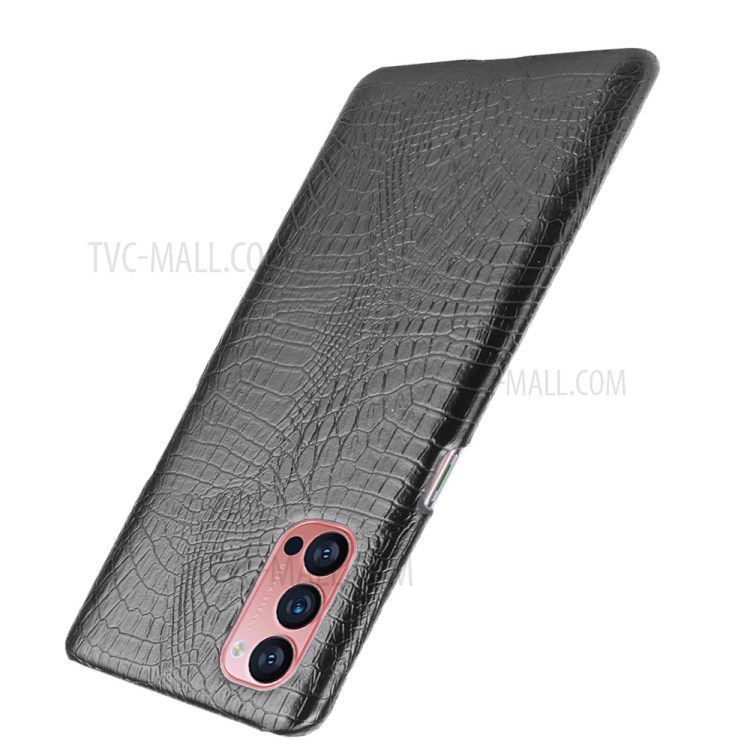 Crocodile Texture PU Leather Coated PC Phone Cover for Oppo Reno4 Pro 5G - Black-3