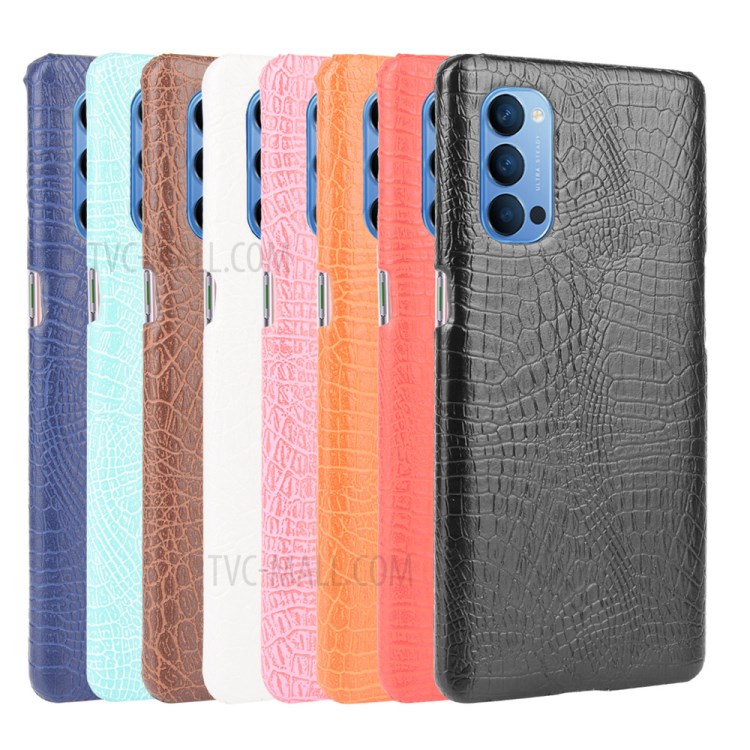 Crocodile Skin PU Leather Coated PC Stylish Cover for Oppo Reno4 5G - Black-6