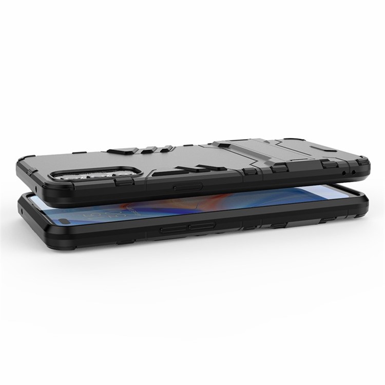 Caso Híbrido de Plástico 2 en 1 + TPU Con Kickstand Para Oppo Reno4 5G - Negro