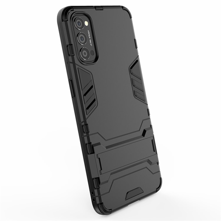 2 em 1 Plástico + Estojo Híbrido TPU Com Kickstand Para Oppo Reno4 5g - Preto