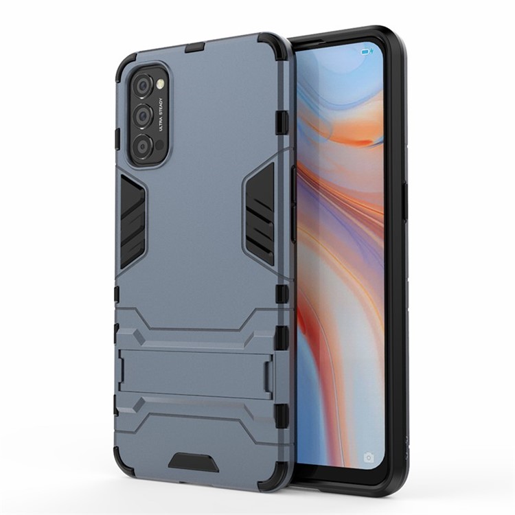 2-in-1 + TPU Kunststoff-Hybridgehäuse Mit Kippständer Für Oppo Reno4 5G - Blau-1