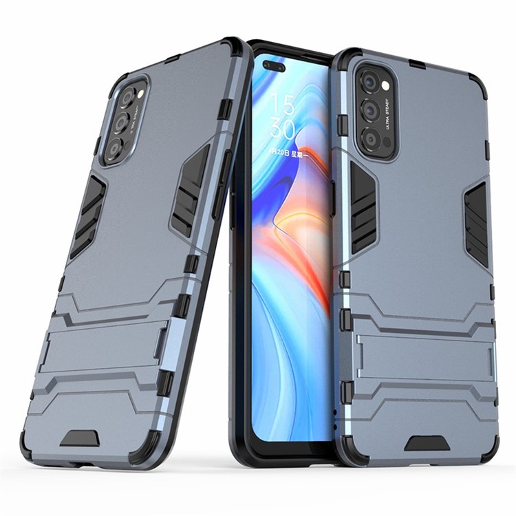 2-in-1 + TPU Kunststoff-Hybridgehäuse Mit Kippständer Für Oppo Reno4 5G - Blau-2