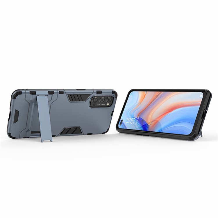 2-in-1 + TPU Kunststoff-Hybridgehäuse Mit Kippständer Für Oppo Reno4 5G - Blau-4