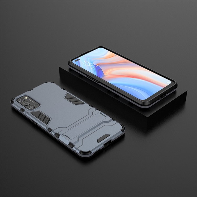 2-in-1 + TPU Kunststoff-Hybridgehäuse Mit Kippständer Für Oppo Reno4 5G - Blau-5