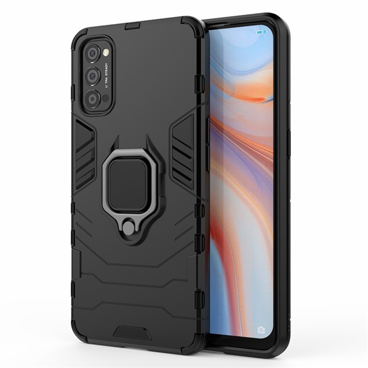 Arrefecer Guarda PC + TPU Caso De Telefone Híbrido Com Kickstand Para OPPO Reno4 5G - Preto-1