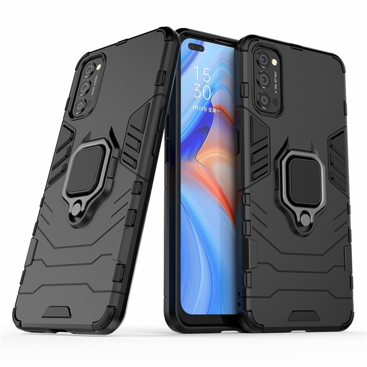 Arrefecer Guarda PC + TPU Caso De Telefone Híbrido Com Kickstand Para OPPO Reno4 5G - Preto-2
