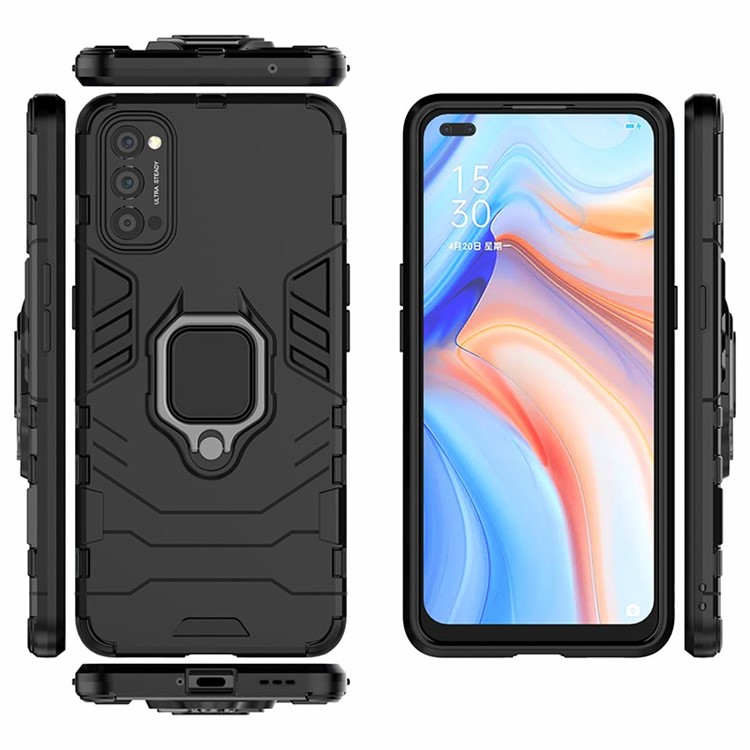 Arrefecer Guarda PC + TPU Caso De Telefone Híbrido Com Kickstand Para OPPO Reno4 5G - Preto-6