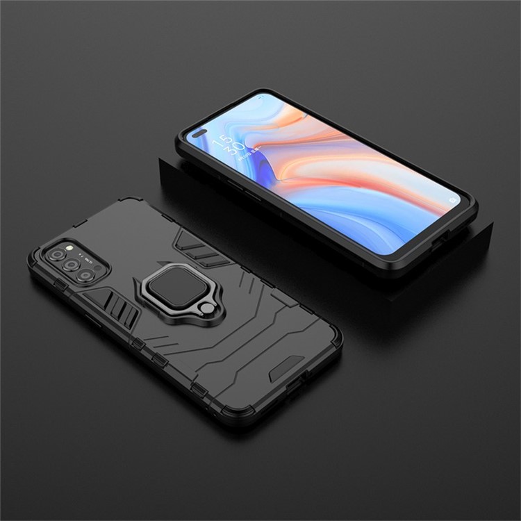 Arrefecer Guarda PC + TPU Caso De Telefone Híbrido Com Kickstand Para OPPO Reno4 5G - Preto-8