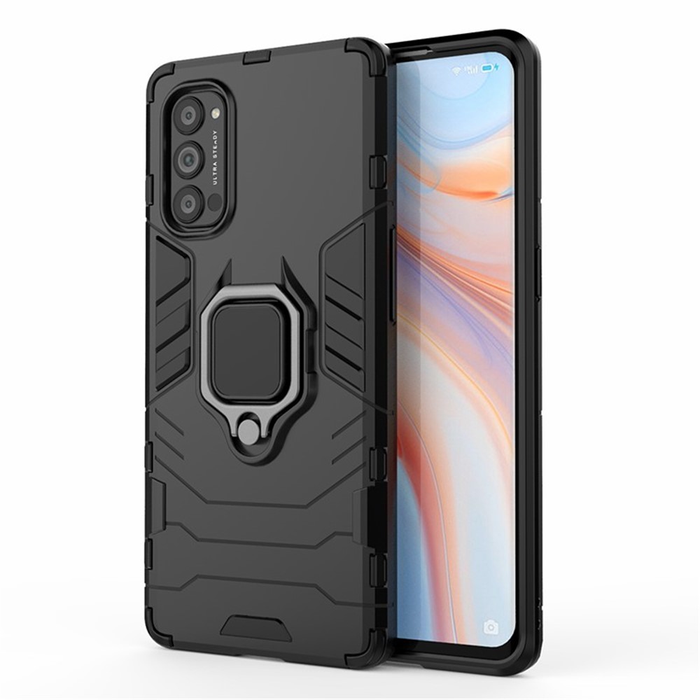 Arrefecer Guarda PC + TPU Shell Telefone Híbrido Com Kickstand Para OPPO Reno4 Pro 5G - Preto-1