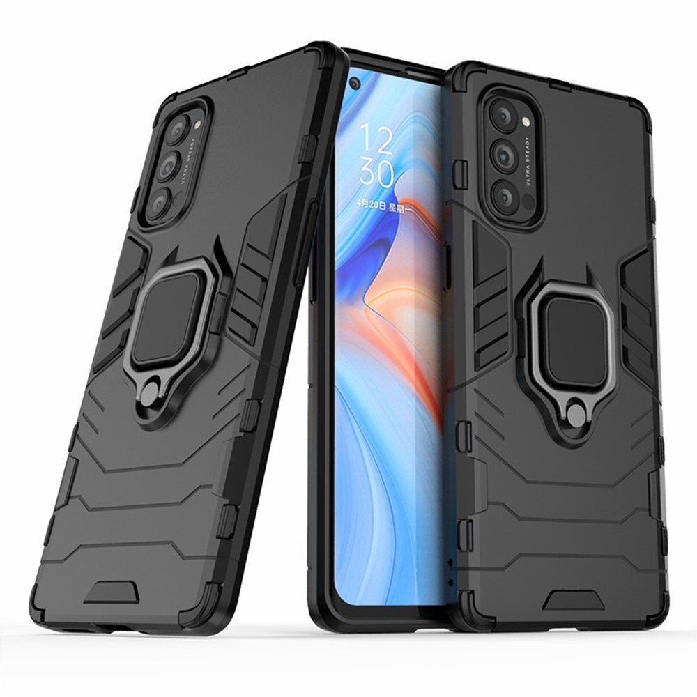 Arrefecer Guarda PC + TPU Shell Telefone Híbrido Com Kickstand Para OPPO Reno4 Pro 5G - Preto-2